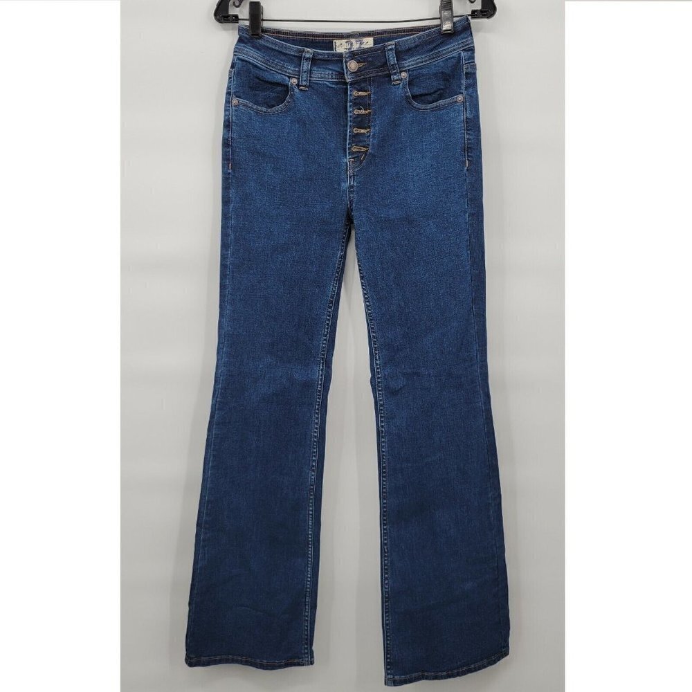 We The Free Women Blue High Rise Flare Button Fly Jeans Size 27